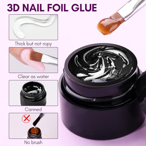 Makartt 3D Nail Gel with Transfer Foil Glue - 8g, Includes 1pc 8ml Design