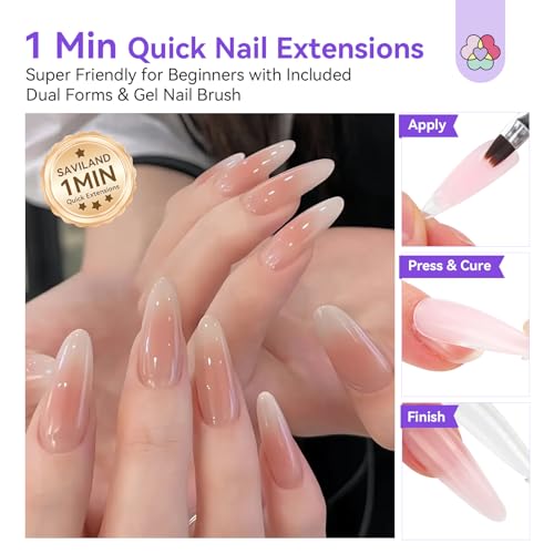 SAVILAND Hema-Free Poly Gel Nail Starter Kit with UV Lamp & 4 Colors