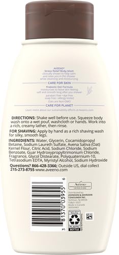 Aveeno Stress Relief Body Wash with Soothing Oat & Lavender, 12 fl. oz