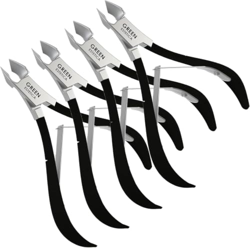 GREEN ESTETICA Black 4-Pack Stainless Steel Cuticle Nippers for Manicure & Pedicure