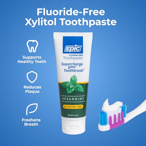 Fluoride-Free Xylitol Toothpaste with Spearmint - SLS-Free, 4.9oz, 2-Pack