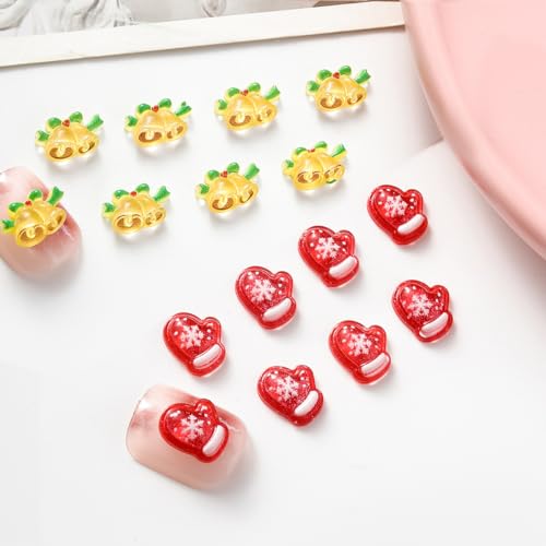 FJSMTOP Syle-7 80Pcs 3D Christmas Nail Charms Set - Santa, Snowman, Deer, Tree, Snowflake