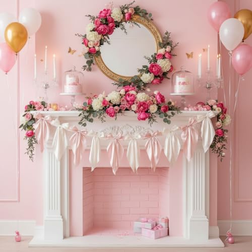 10 Pre-Strung Satin Bow Garland for Weddings, Baby Showers & Parties
