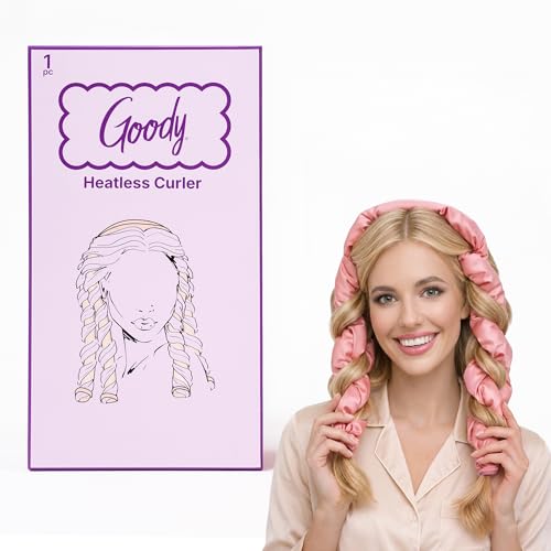 Goody Satin Heatless Hair Curler with 4 Rods for Damage-Free Curls