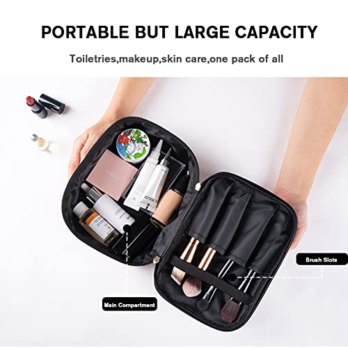FITINI Double Layer Travel Makeup Bag, Water-Resistant Cosmetic Organizer