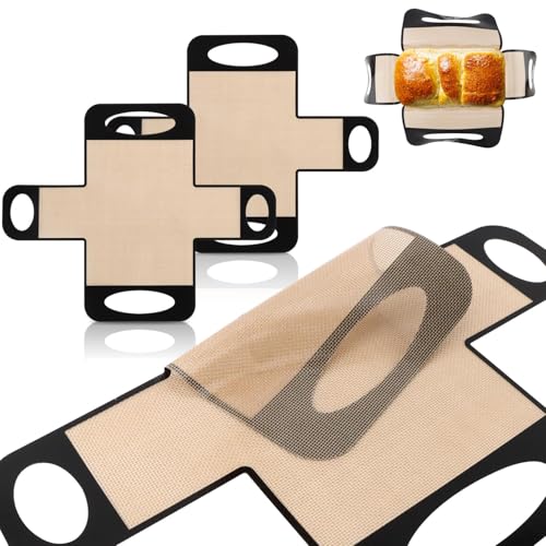 Silicone Bread Sling Set - Non-Stick Baking Mat with 4 Handles