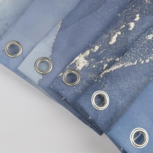 Luxury Blue Marble Shower Curtain - Waterproof Polyester, 36"W x 72"L