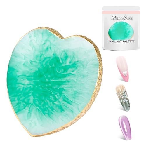 MelodySusie Heart Shape Resin Nail Art Palette for Color Mixing