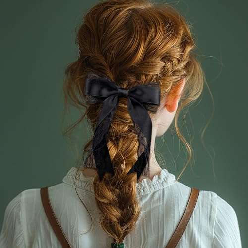 Giantree Black Lace Hair Bow Clips for Women - 2 Pack