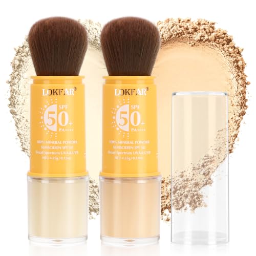 2PCS Mineral Powder Sunscreen Setting Makeup - SPF 50 Brush On for