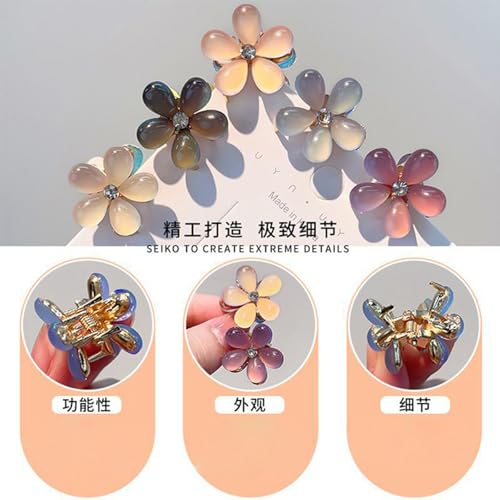 Blue Gradient Crystal Cat's Eye Flower Claw Clips for Women & Girls - 10 Pack