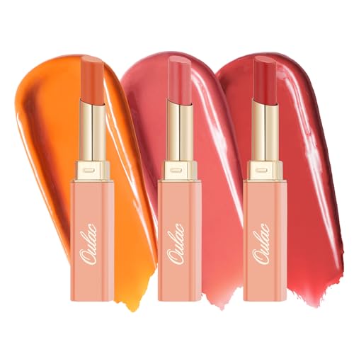 Oulac Moisturizing Shine Lipstick Set 3PCS | Tinted Lip Balm 01+04+08