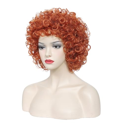 Short Curly Orange Afro Wig for 70s Disco Parties & Halloween