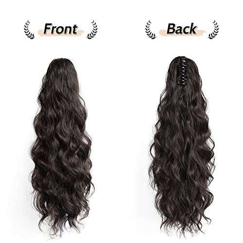 StrRid 22" Wavy Curly Claw Clip Ponytail Extension - Darkest Brown
