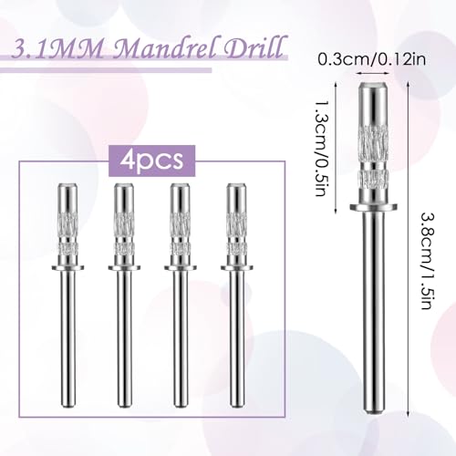 4Pcs Mini Mandrel Nail Drill Bits for Sanding Bands - 3mm