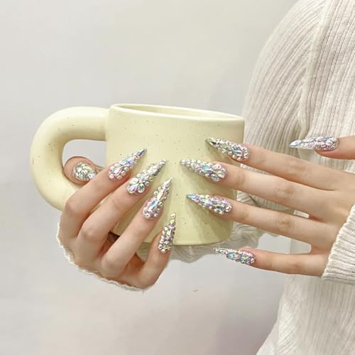 Kaipheiquan AB Nail Rhinestones Set - 200 Special-Shaped Big Crystals + 3050 Flatback Round Rhinestones for Nail Art, Jewelry & DIY Crafts, Nail AB Variation