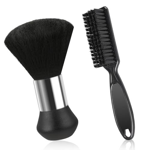 2-Piece Barber Neck Duster & Clipper Brush Set for Hair & Facial Cleaning