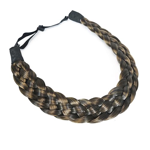 TOECWEGR Light Black Gold Brown Braided Headband Hairpiece for Women