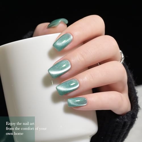 GAOY Teal Cat Eye Gel Nail Polish 16ml - Holographic Glitter UV Gel