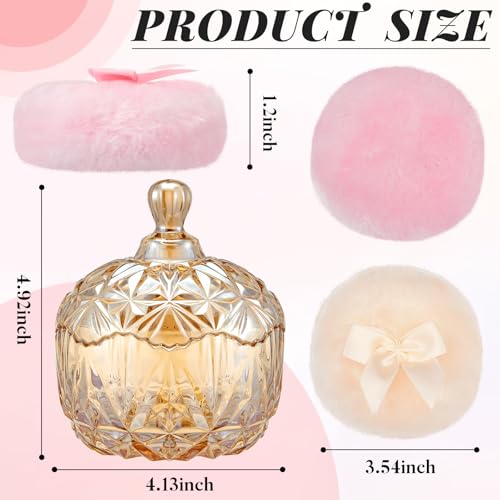 Tioncy Amber Body Powder Container Set with Velour Puffs