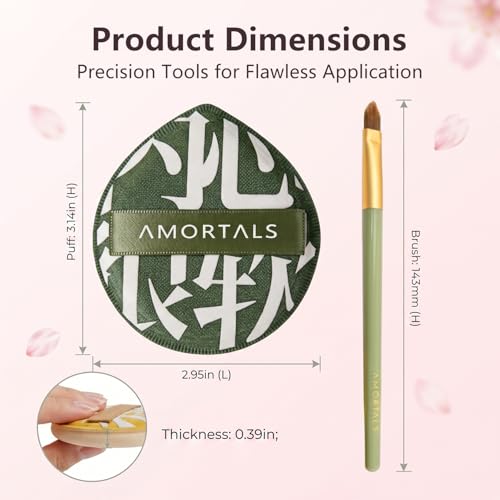 AMORTALS Rubycell Makeup Sponge & Powder Puff Set with Concealer Brush