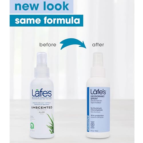 Lafe's Natural Deodorant Spray, Aloe Vera, 4oz - Pack of 3, Unscented