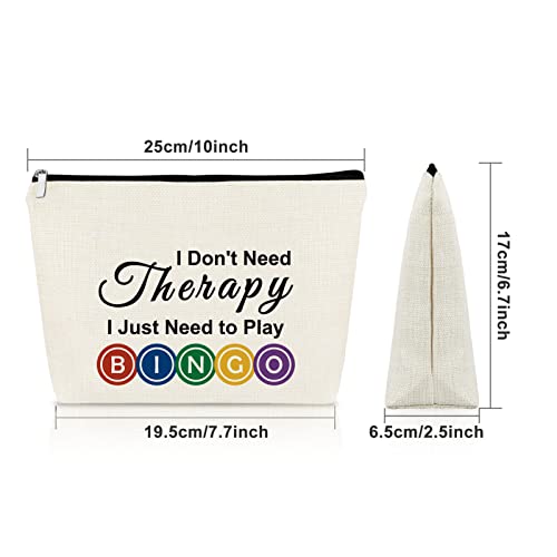 Sazuwu 'I Don't Need Therapy I Just Need to Play Bingo' Cosmetic Travel Pouch - Bingo Lover Gift for Women