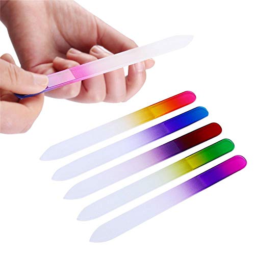 5-Pack Glass Nail Files with Cases - Double-Sided Crystal Nail Care
