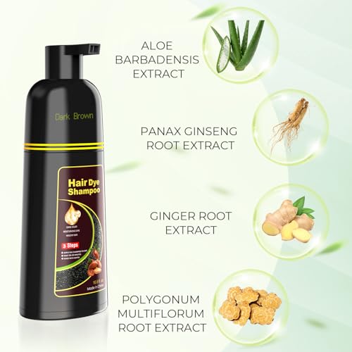 Dark Brown Hair Dye Shampoo 3-in-1 for Gray Coverage - KAISASA