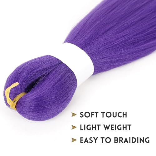 26-Inch Purple Pre-Stretched Braiding Hair Extensions - 2 Packs