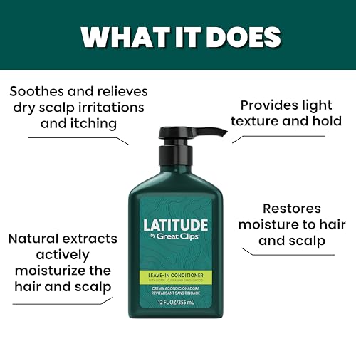 New & Improved Latitude Men's Leave-In Conditioner 12oz - Hydrating Hair Treatment with Biotin & Jojoba