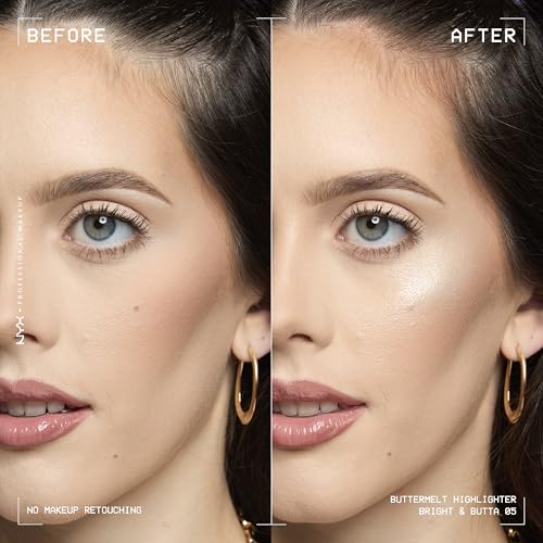 NYX Buttermelt Highlighter - Long-Lasting Powder Highlighter, 05 Bright and Butta
