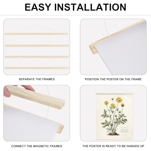 24-Inch Magnetic Poster Hanger Frame - 2 Pack Wooden Display Kit