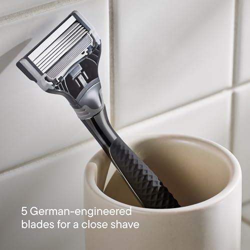 Harry's Charcoal Shaving Kit for Men - Razor Handle, 5 Refills & Gel