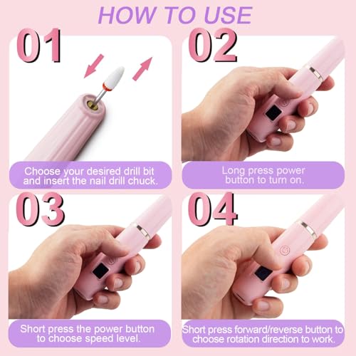 ZARRSON Cordless Electric Nail Drill Kit - Portable Professional Nail File