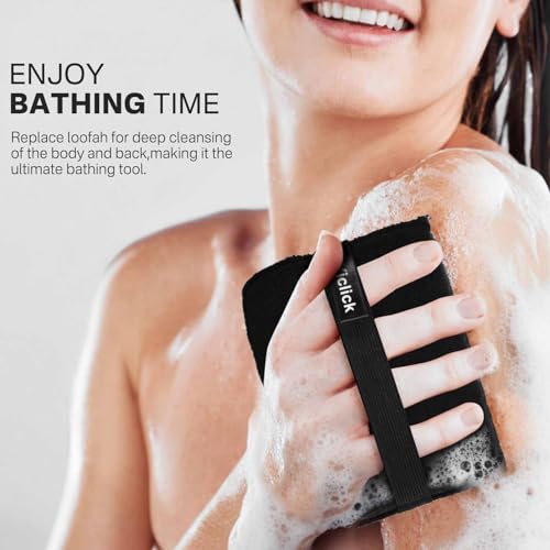 Exfoliating Body Scrubber 2 Pack with Handle - Dual-Texture Loofah