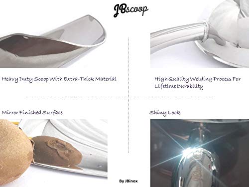 JBscoop Stainless Steel Ice Scoop - 9.4 Inch Heavy Duty Dog Food & Popcorn Scoop