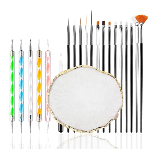 FULINJOY 21-Piece Nail Art Tool Set with Palette & Brushes