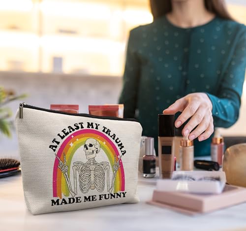 Inspirational Mental Health Makeup Bag - Funny Sarcastic Skeleton