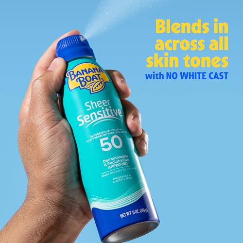 Banana Boat Sheer Sensitive SPF 50 Body Spray - 6oz Pack of 2, Water-Resistant