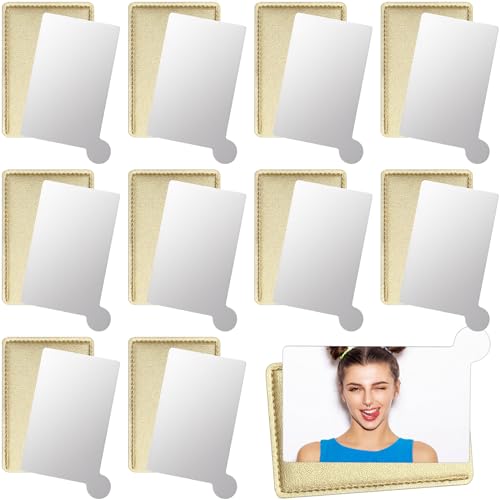 Jetec Gold Compact Pocket Mirror Set - 10 Mini Travel Makeup Mirrors for Purse & Wallet