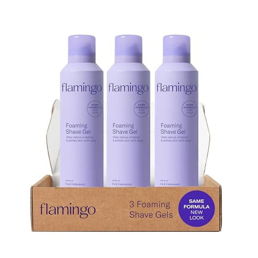 Flamingo Shaving Gel for Women, Foaming Gel with Aloe Vera, 6.7oz, 3ct