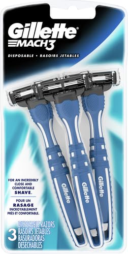 Gillette Mach3 Disposable Razors - 3 Count, Close & Comfortable Shave