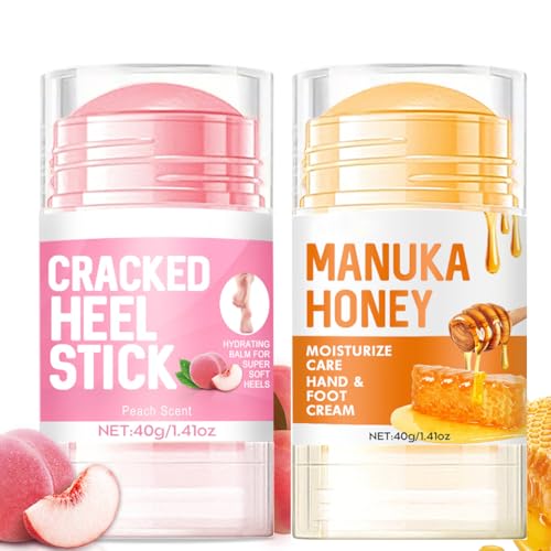 Baorder 2-Pack Peach & Honey Foot Cream Set - Hydrating Heel Balm for Dry Cracked Skin, Men & Women
