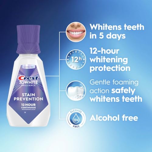 Crest 3D White Brilliance Mouthwash, 16 Fl Oz (Pack of 2) - Stain Prevention