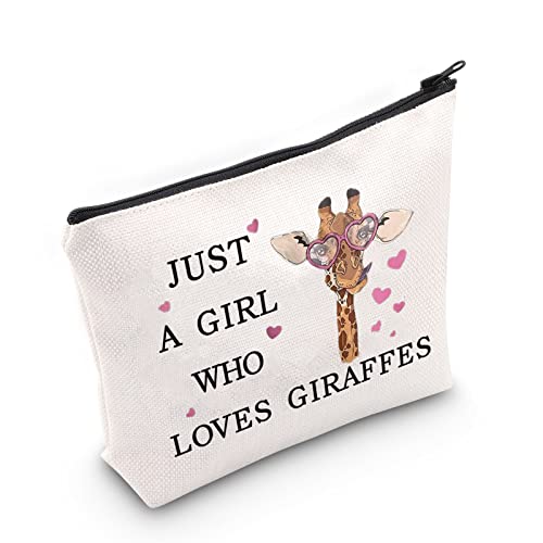 LEVLO Giraffe Cosmetic Bag - Who Loves Giraffes Canvas Zipper Pouch