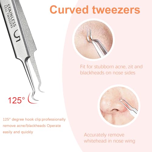 Blackhead Remover Tweezers Kit - 3 Precision Tools for Acne & Ingrown Hair
