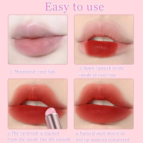 Qiifaiikooii 2-Pack Silicone Lip Brush with Cap - Pink