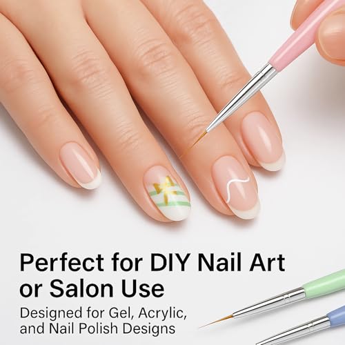 HomTop 6-Piece Dual-Ended Nail Art Brush Set for Gel & Acrylic Manicure