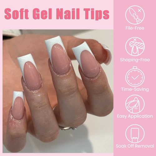 600pcs Clear Square Gel Nail Tips - Fake Acrylic Nails for Manicure